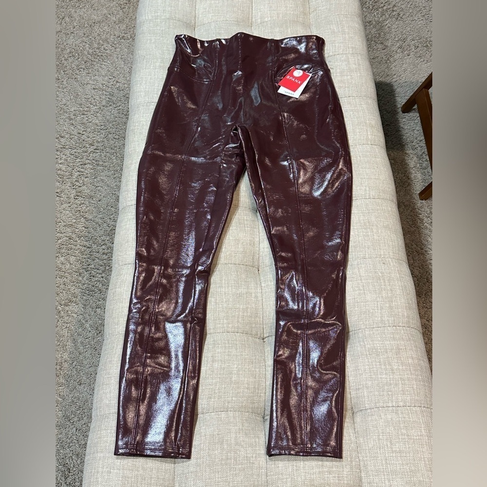 Women’s SPANXshape™ Faux Leather Patent Leggings Ruby Red Petite - Medium - NWT - Picture 4 of 11